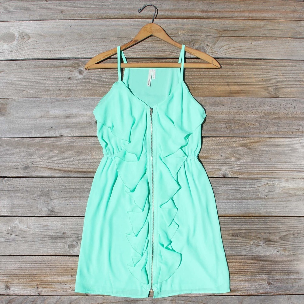 Hello Miss | Mint ruffle zip dress